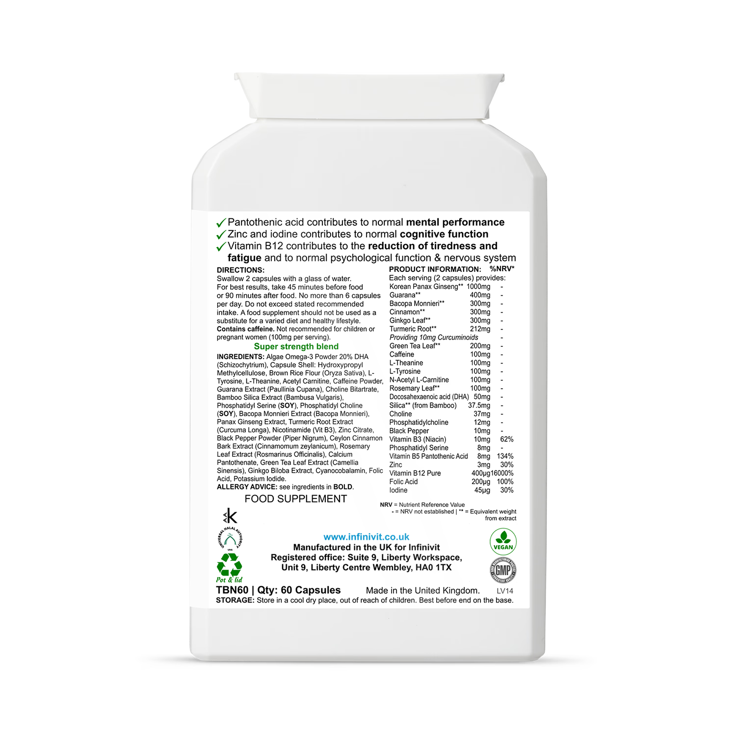 InfiniVit Brain Power 60 capsules, UK version