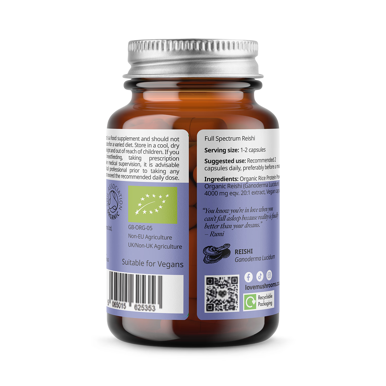Love Mushrooms organic reishi 4000mg capsules (British brand)