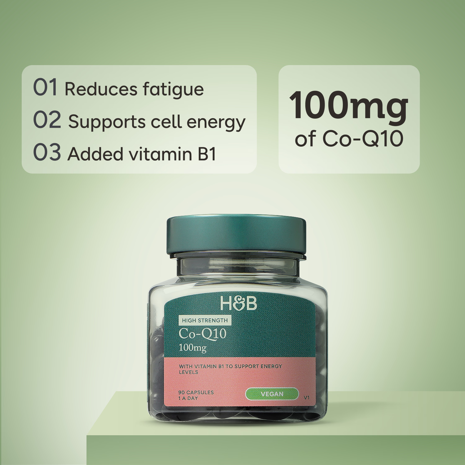 Holland & Barrett Co-Q10 100mg 90 capsules, imported from the UK