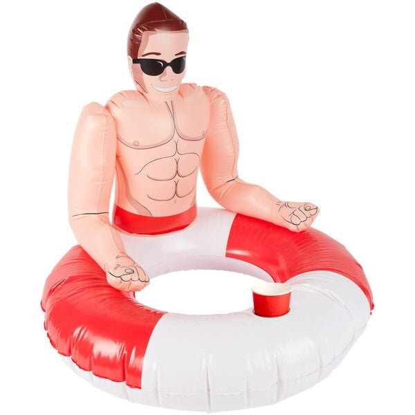 Smiffys inflatable lifeguard hunk swim ring 88cm, imported from the UK