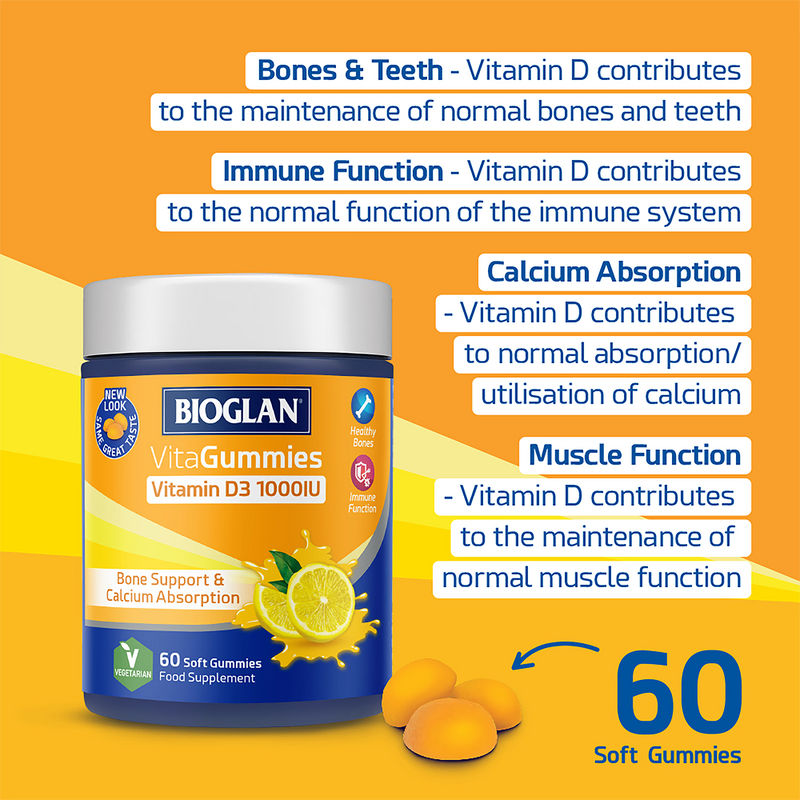 Bioglan Vitamin D3 gummies lemon flavour 60 pack - British product