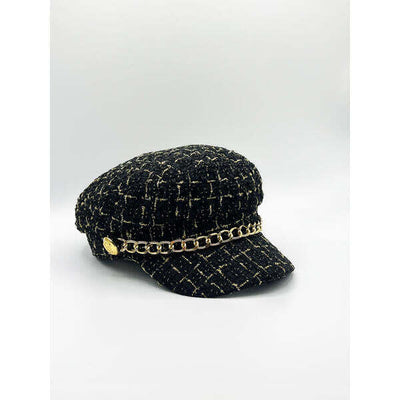 Superdrug SVNX Tweed Baker Boy Hat Black 56-58cm- Buy online at McGrocer