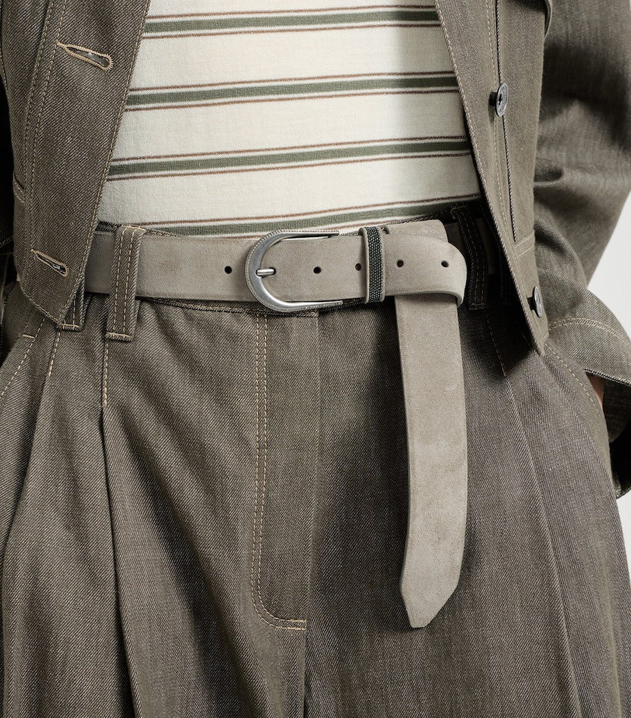 Brunello Cucinelli suede monili-beaded belt 3.5cm (British brand)