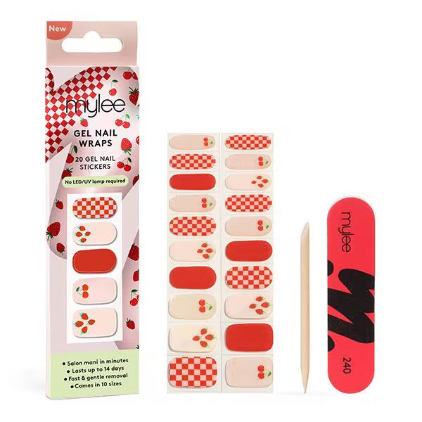 Mylee gel nail wraps Berries & Cream, imported from the UK
