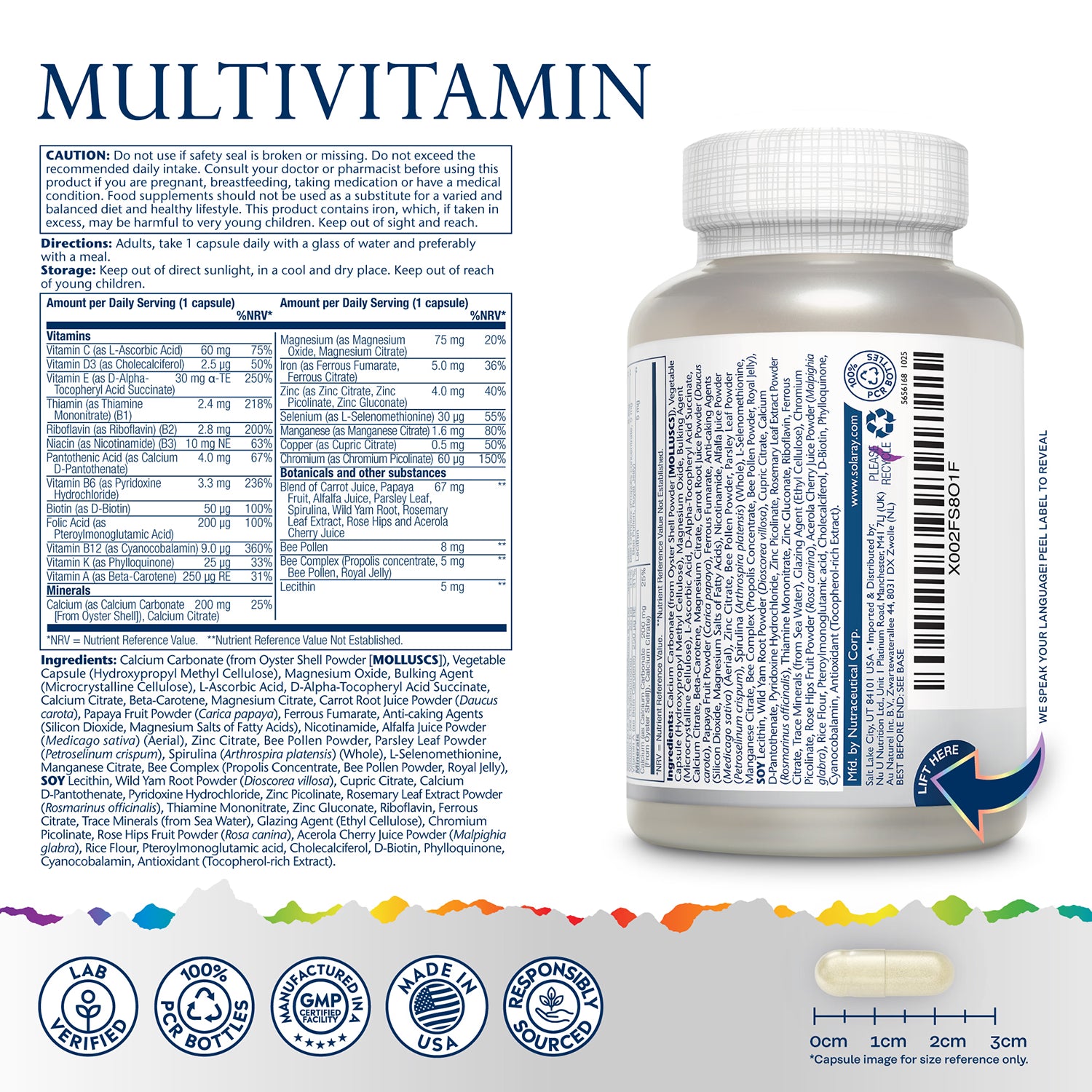 Solaray Spectro Multivitamin high-strength supplement, imported from the UK