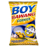 Boy Bawang fried corn snack garlic flavour, imported from the UK