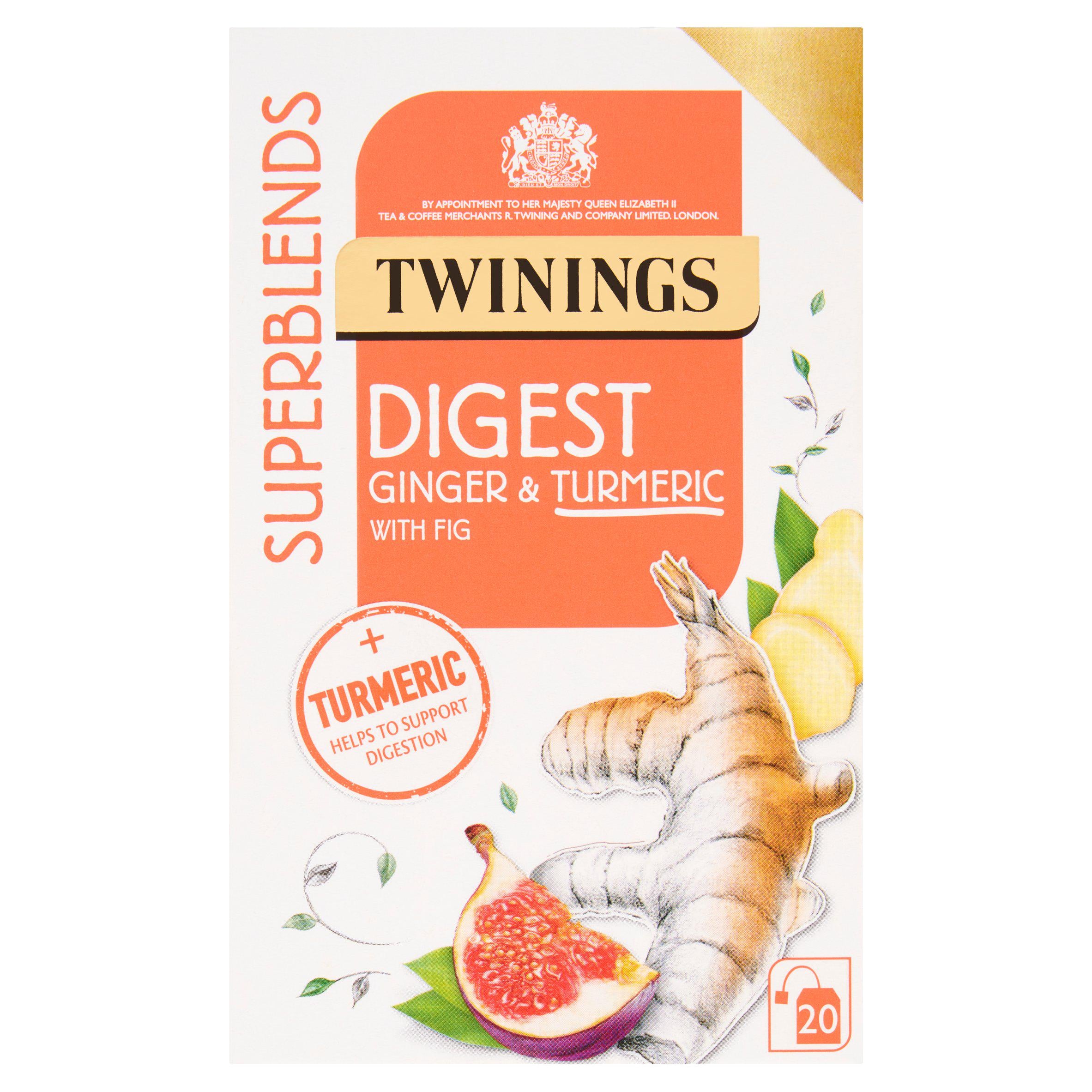 Twinings Superblends Digest Ginger & Turmeric with Fig Tea Bags x20 40g GOODS Sainsburys   