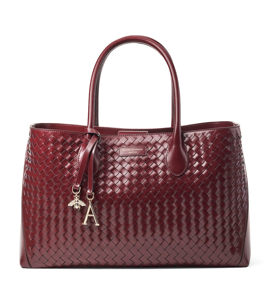 Aspinal of London woven leather tote bag - British product