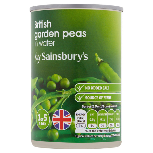 Sainsbury's Garden Peas In Water 300g (185g*) Vegetables Sainsburys   