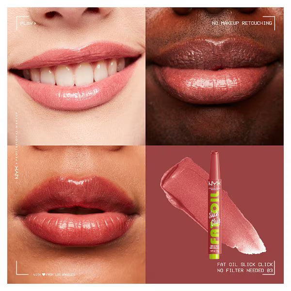 NYX Fat Oil Slick Click vegan lip balm, imported from the UK