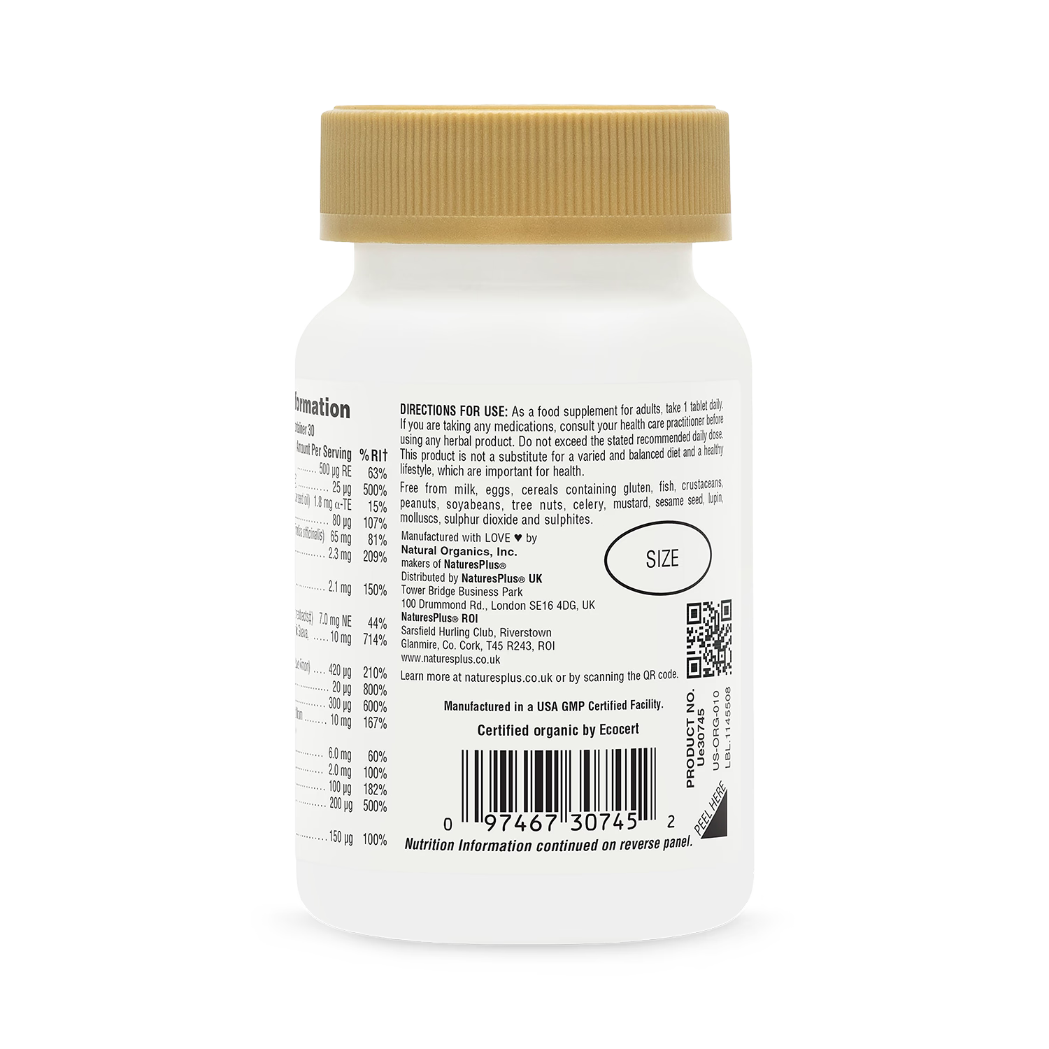Source of Life Garden men's once daily multivitamin tablets (British brand)