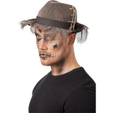 Smiffys gothic distressed linen trilby hat in grey, imported from the UK