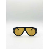 SVNX oversized rounded sunglasses black frames tea lenses (British brand)