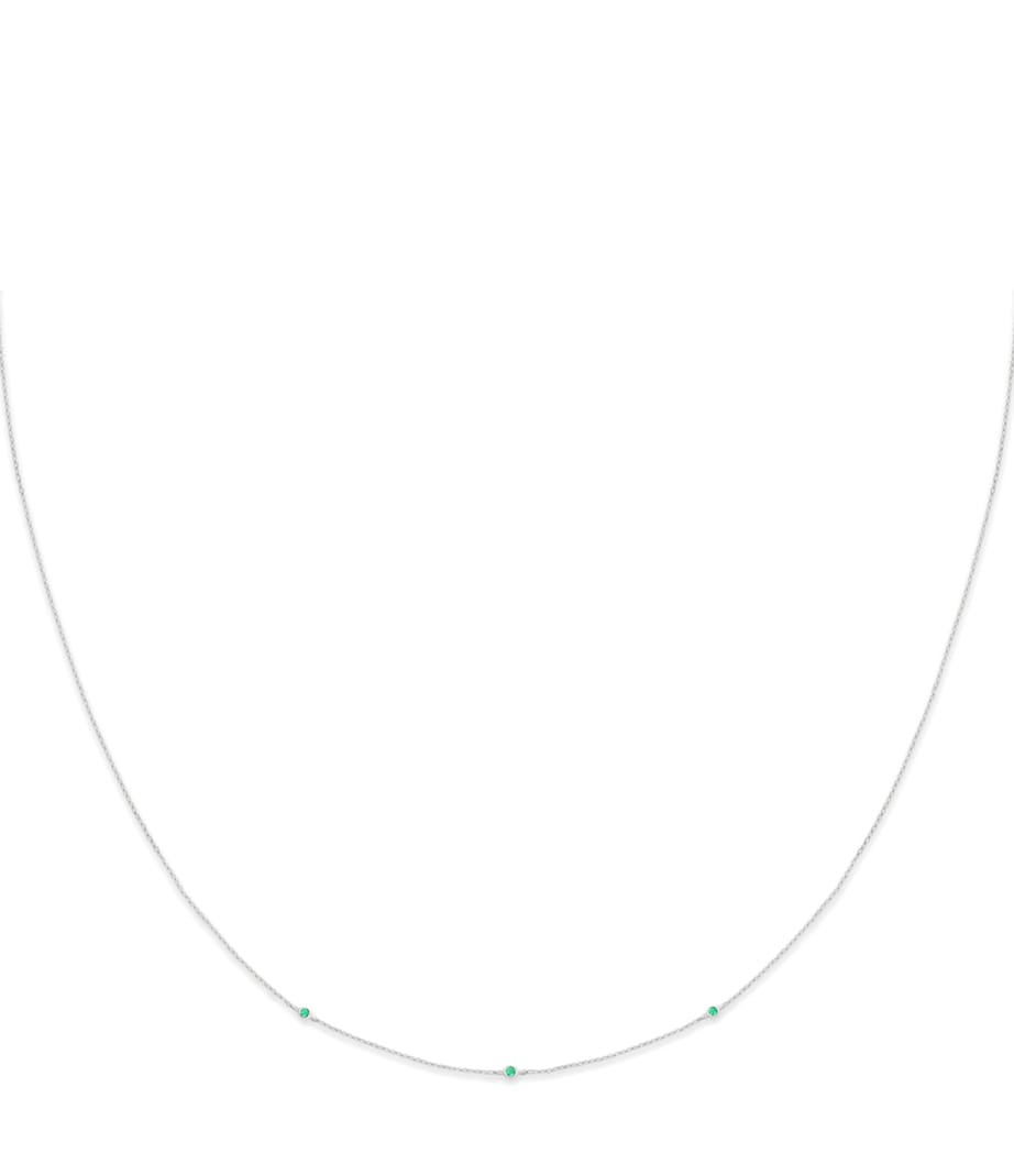 Astrid & Miyu white gold emerald charm necklace - British product