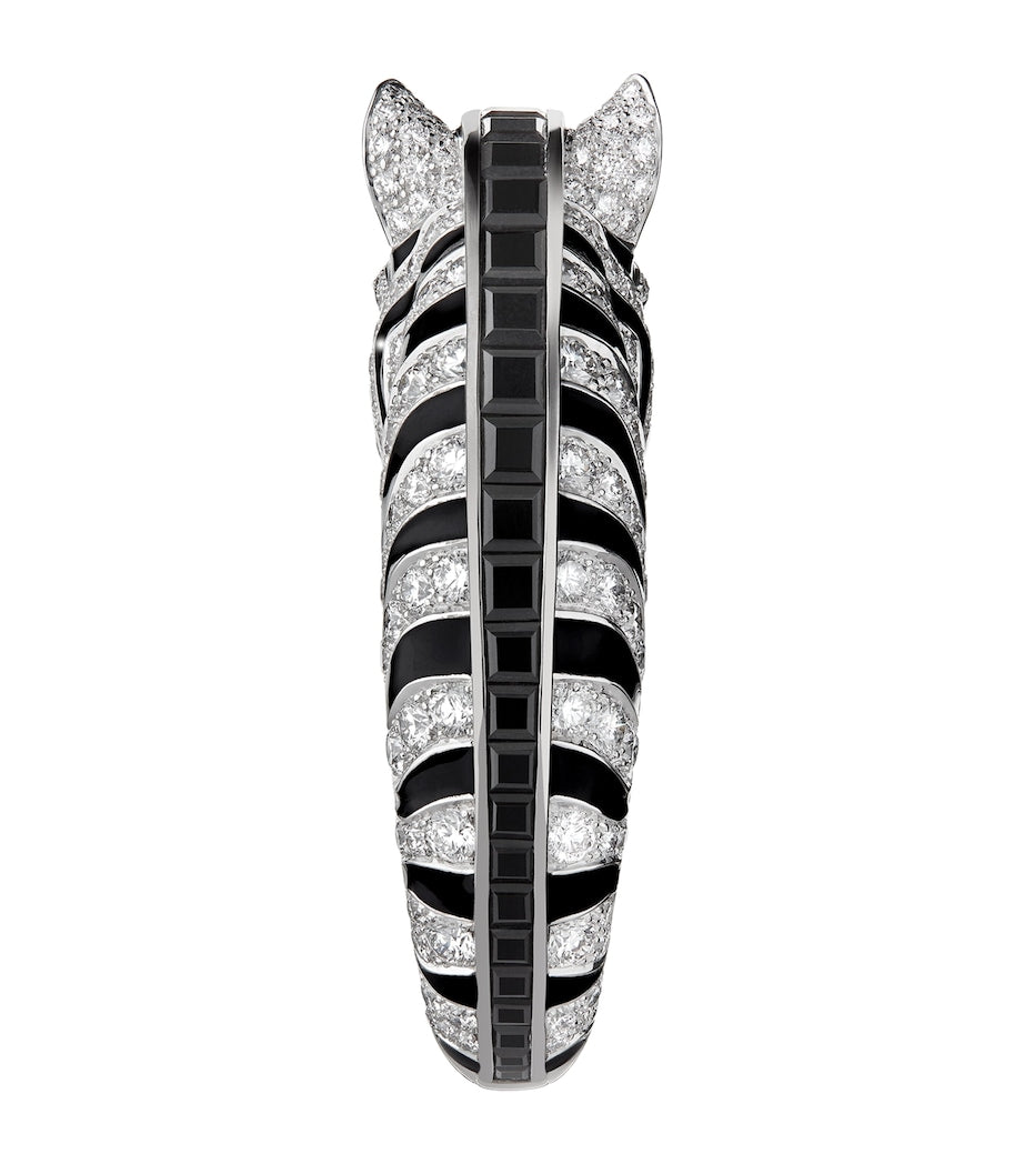 Boucheron white gold diamond onyx zebra ring, UK version