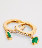 Suzanne Kalan yellow gold diamond emerald drop earrings, UK version