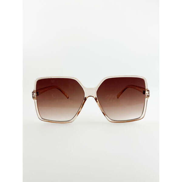 SVNX oversized square sunglasses in crystal sand, imported from the UK