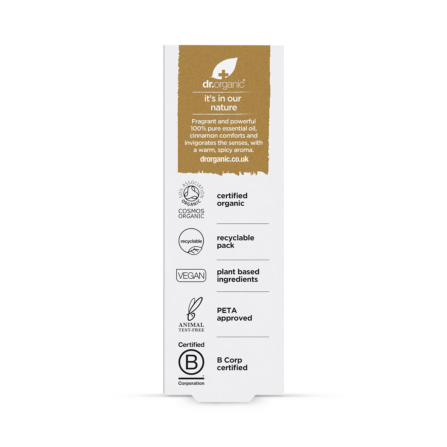 Dr Organic Cinnamon essential oil 10ml, imported from the UK