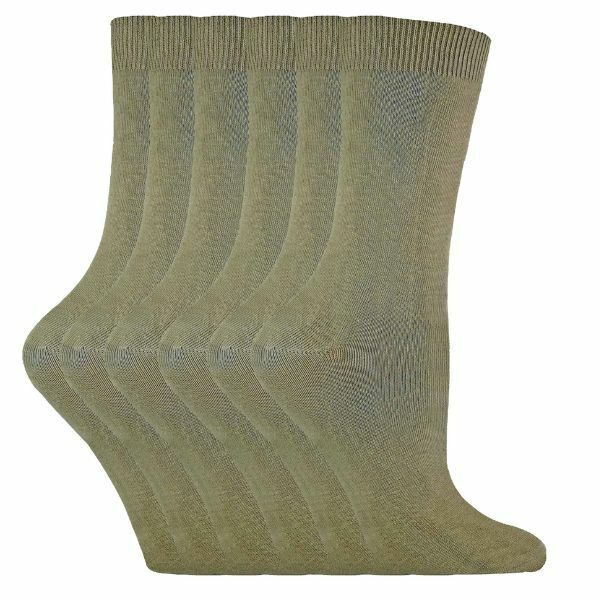 Sock Snob 6 Pairs Ladies Plain Coloured Cotton Socks 4-7 UK GOODS Superdrug PL30 Khaki  