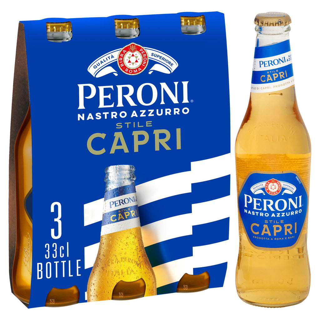 Peroni Nastro Azzurro Stile Capri Beer Lager Bottles 3x330ml