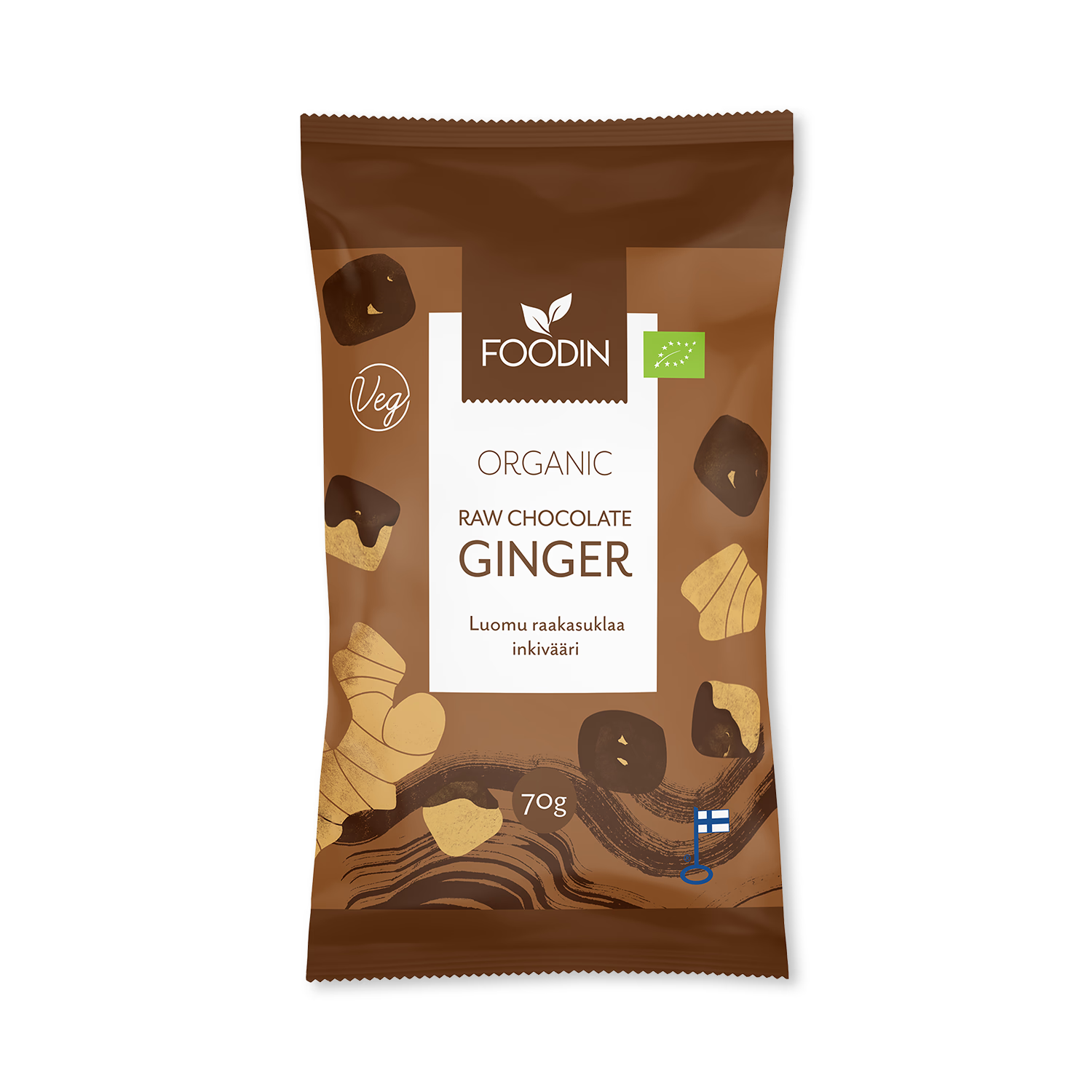Organic raw chocolate coated ginger 8x70g (British brand)