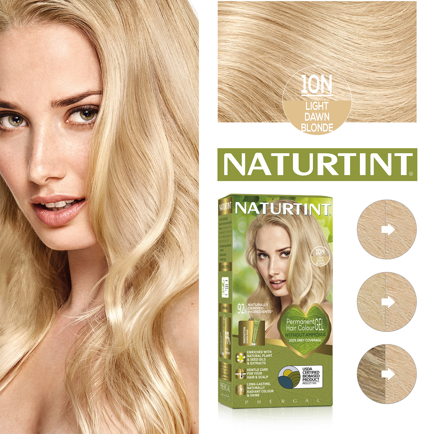 Naturtint permanent hair colour 10N Light Dawn Blonde, imported from the UK