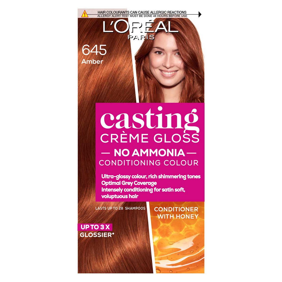 L'Oreal Paris Casting Creme Gloss Semi-Permanent Hair Dye, Red Hair Dye 645 Amber Red GOODS Boots   