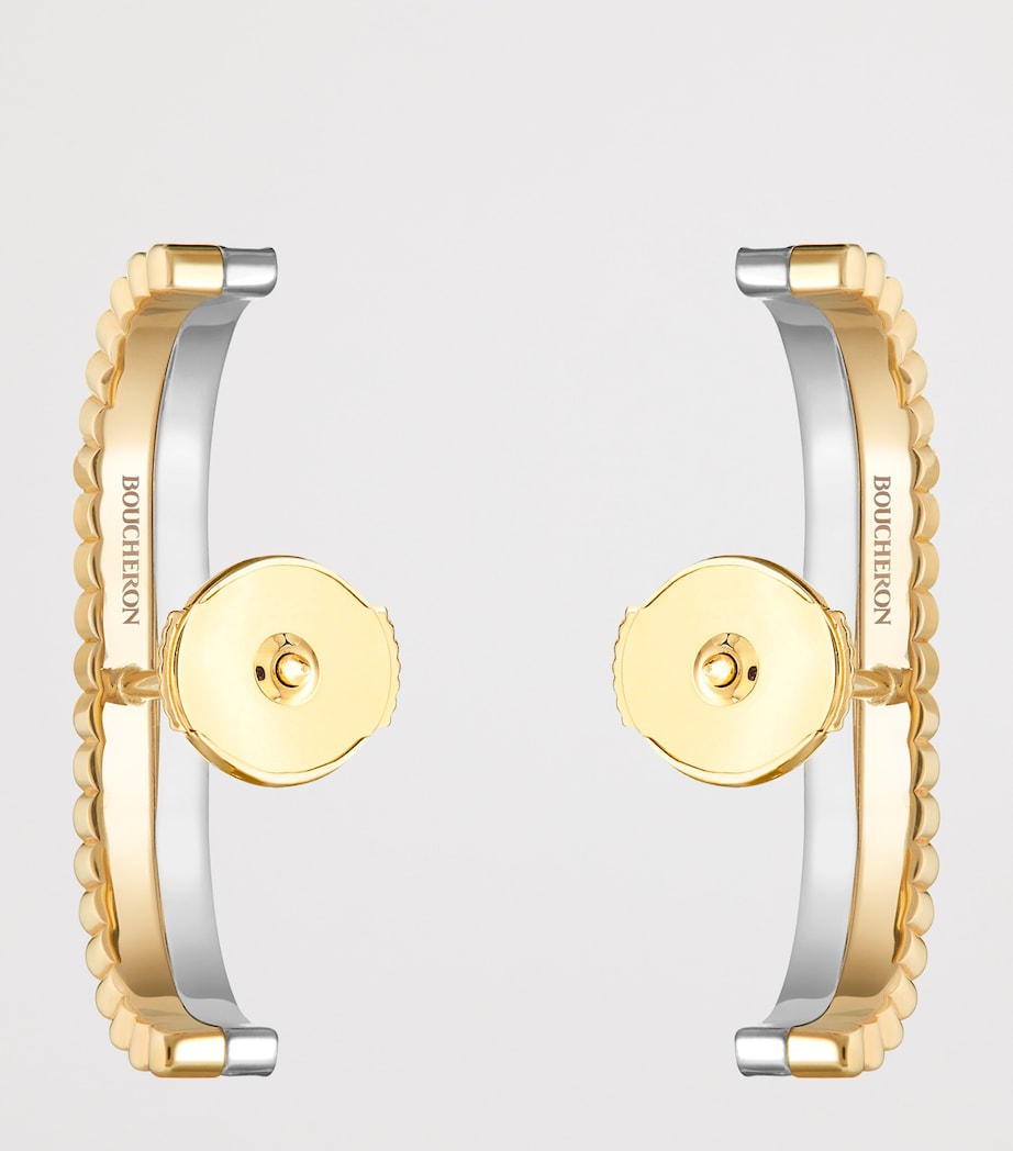 Boucheron Quatre Radiant Edition gold diamond stud earrings, imported from the UK