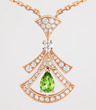 Bvlgari Divas' Dream rose gold necklace diamonds green tourmaline (British brand)