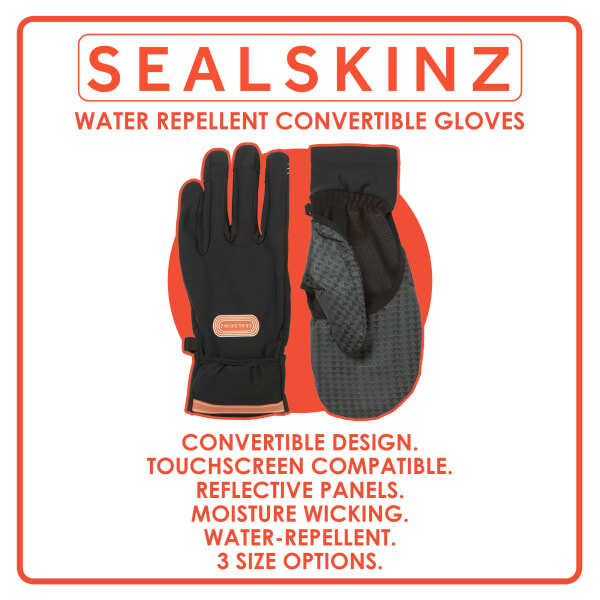 Sealskinz water repellent convertible running gloves, imported from the UK