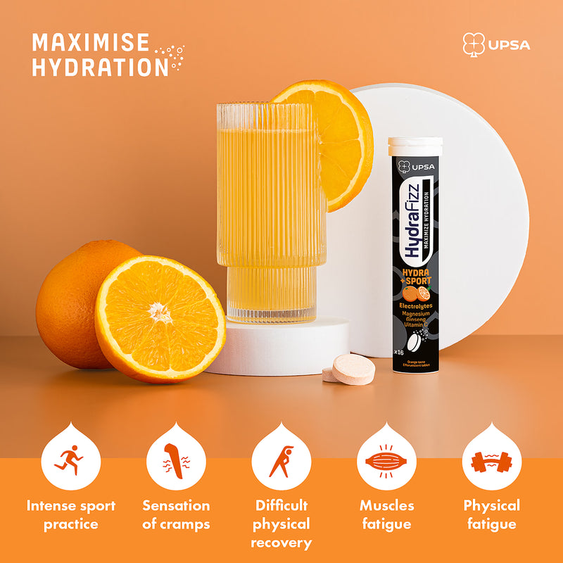 Hydrafizz effervescent supplement orange flavoured, UK version