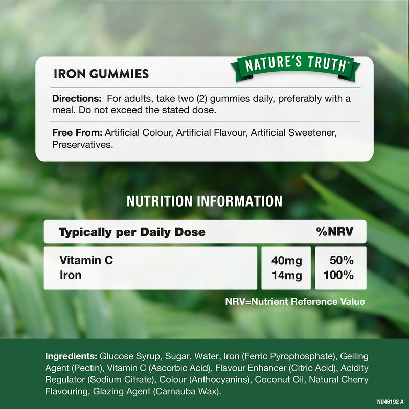 Nature's Truth iron gummies 14mg cherry flavour, UK version