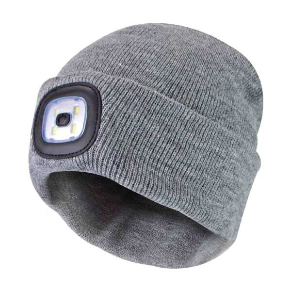 Sock Snob ladies knitted beanie hat with LED headlamp, UK version
