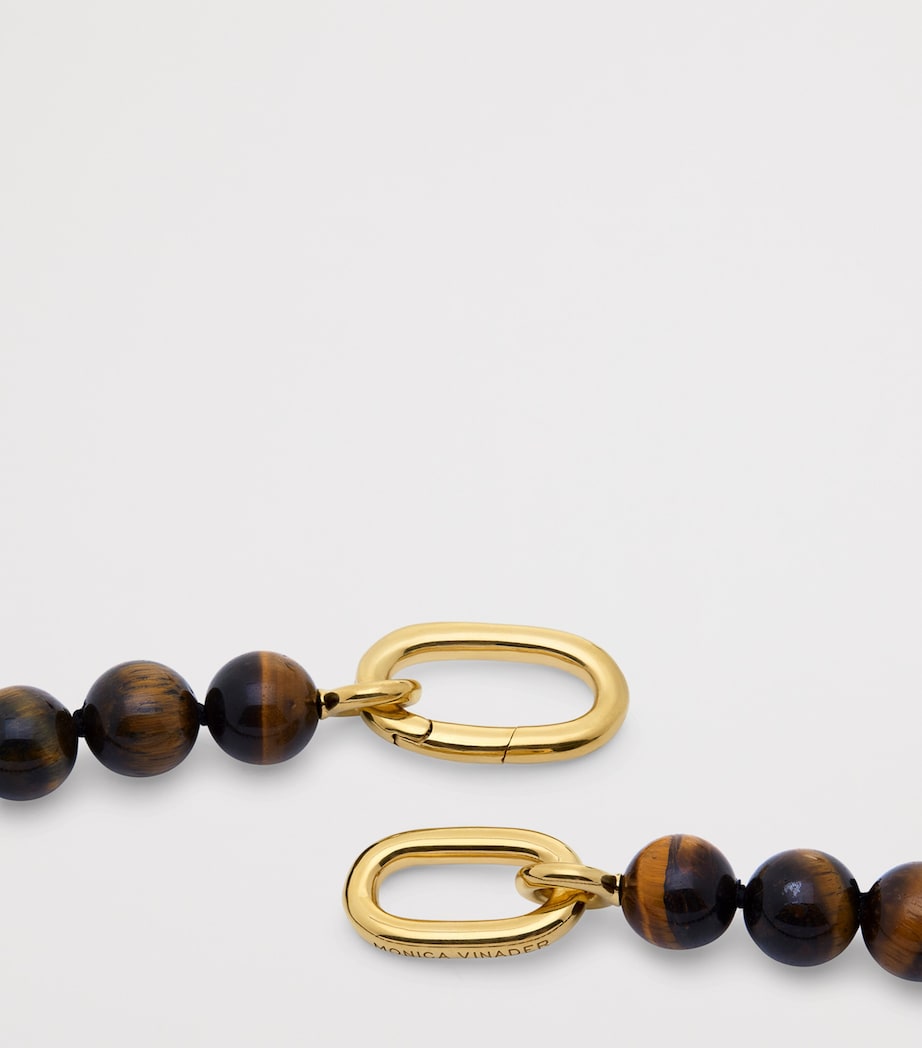 Monica Vinader gold vermeil tiger's eye bead necklace (British brand)