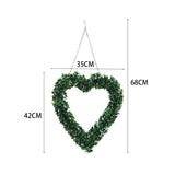 Livingandhome Heart Wreath Green Leaves 35cm, imported from the UK