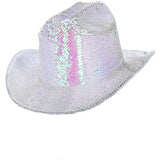 Fever sequin cowboy hat in iridescent white, imported from the UK