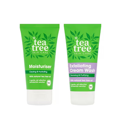 Superdrug Tea Tree Essential Duo Exfoliating Wash Moisturiser 150ml plus 50ml- Buy online at McGrocer
