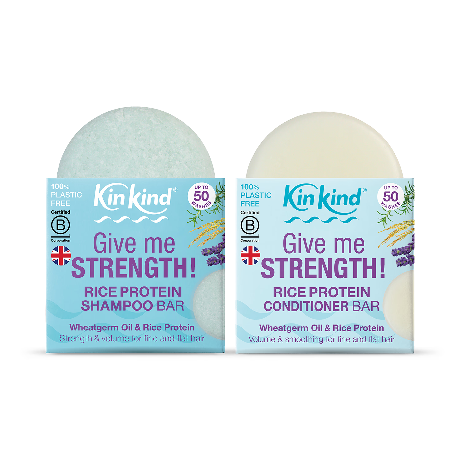 KinKind rice protein shampoo and conditioner bar set 90g - British product