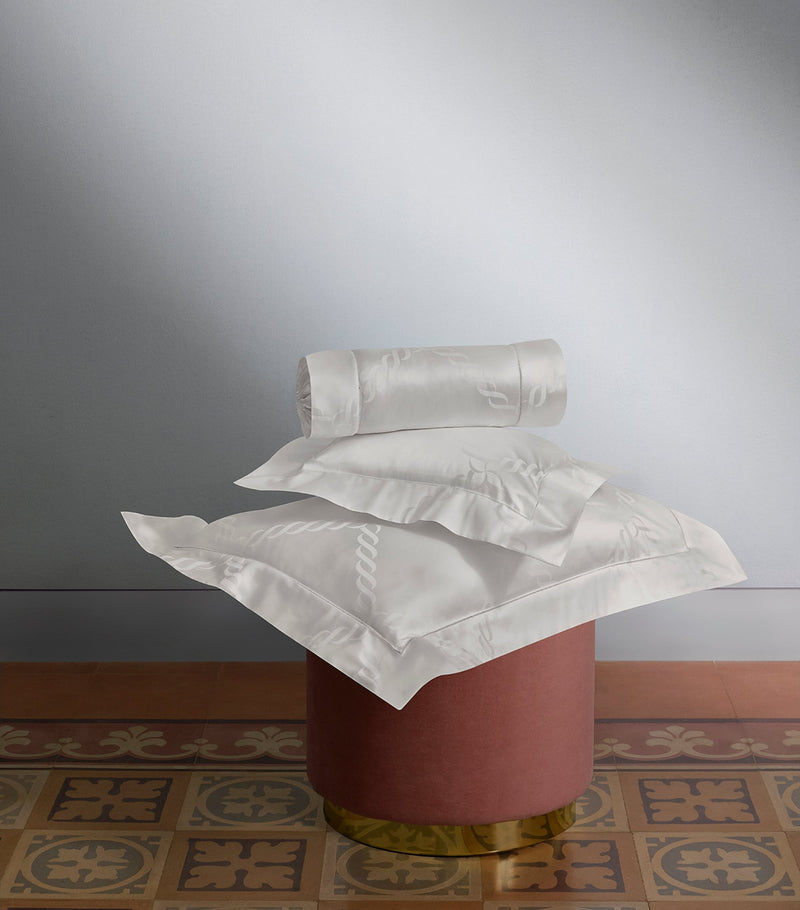 Pratesi square pillowcase with braid design 65cm x 65cm, imported from the UK