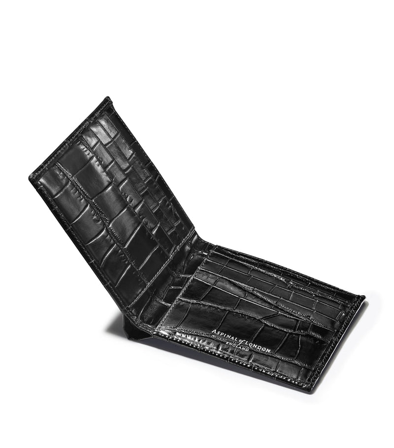 Aspinal of London croc-embossed leather bifold wallet, UK version