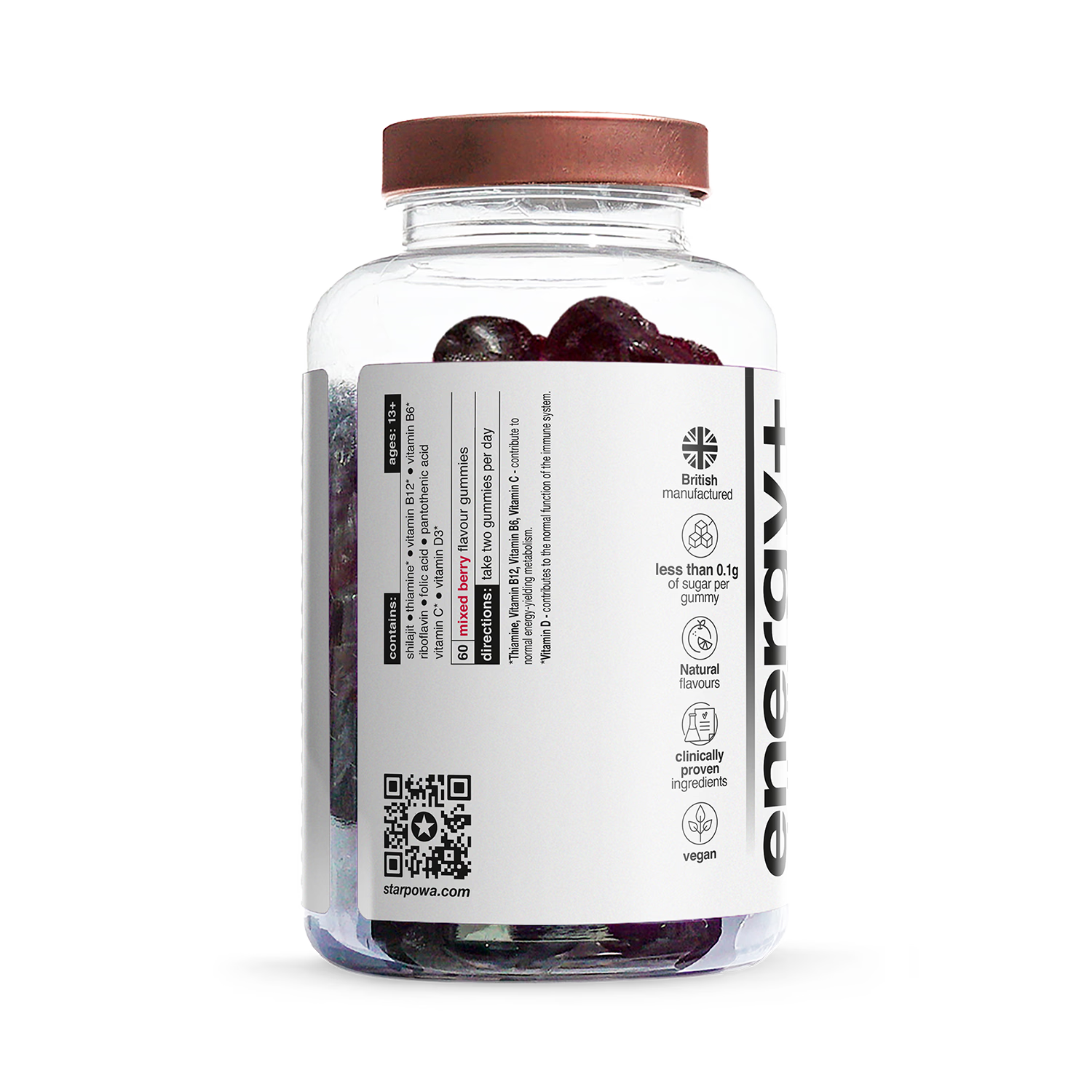 Starpowa Energy+ Shilajit Mixed Berry gummies 60 (British brand)