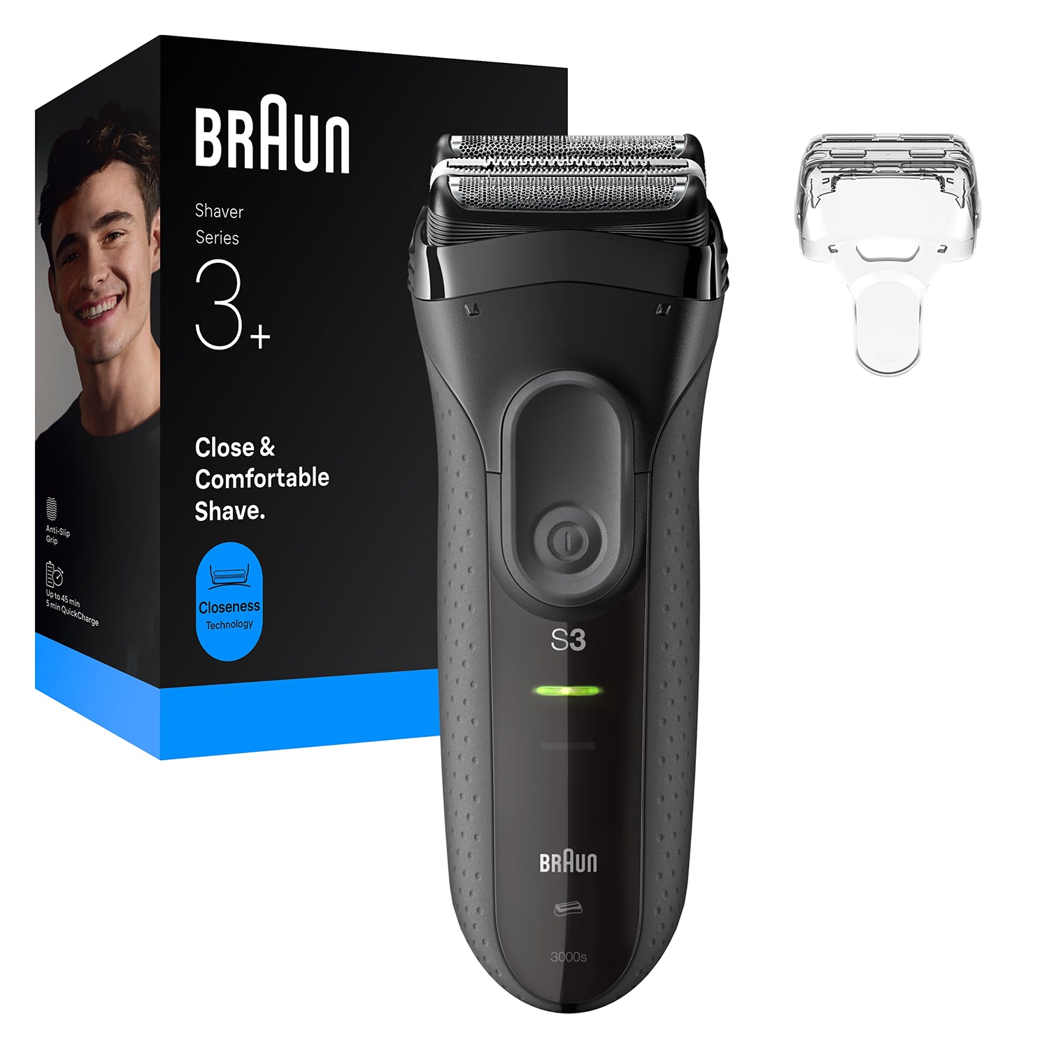 Braun Series 3+ electric shaver 3000S grey - British product