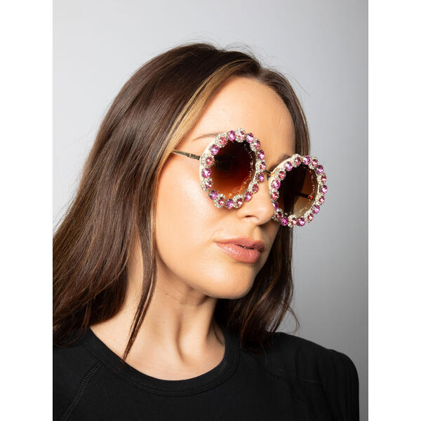 SVNX round floral pink sunglasses - British product