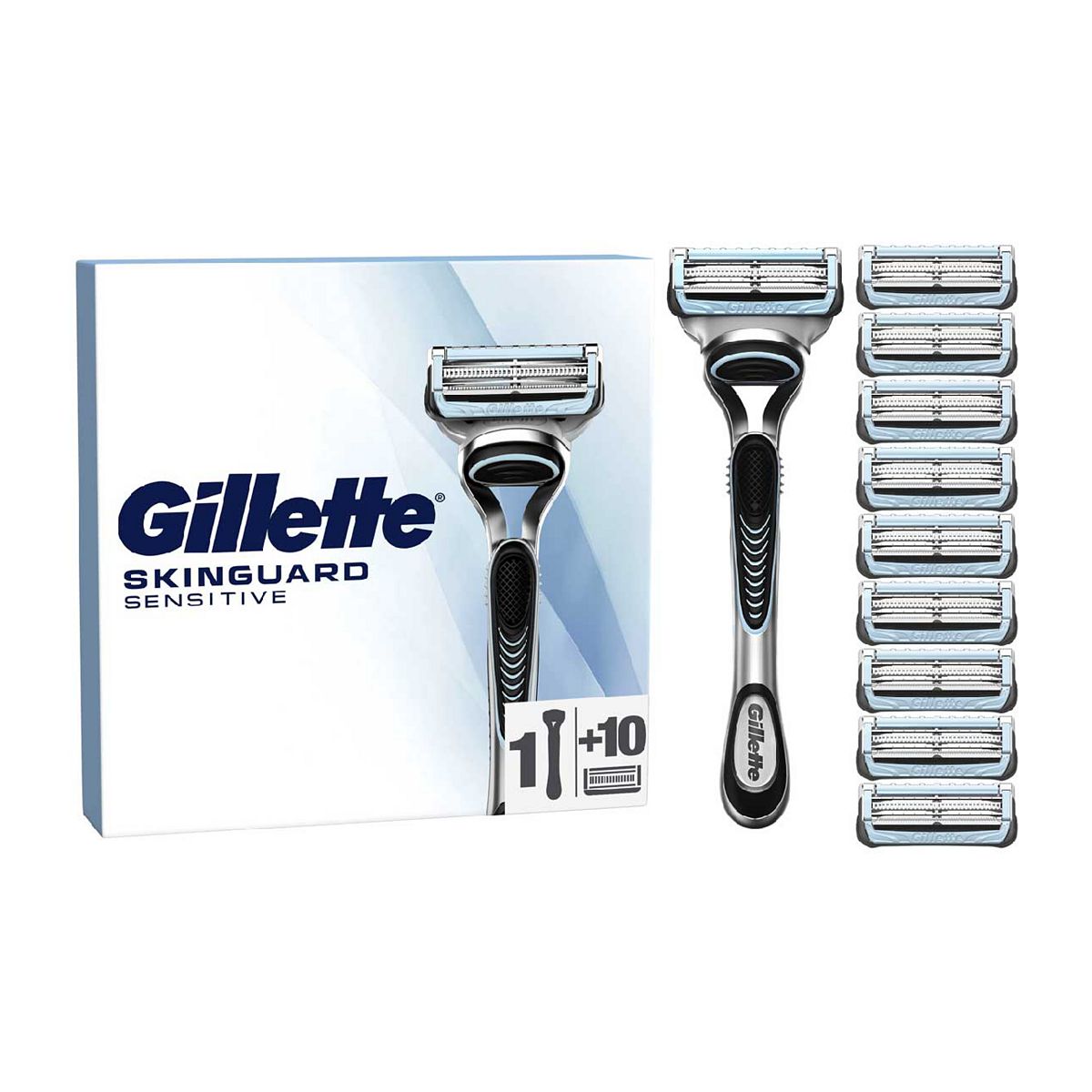 Gillette SkinGuard Sensitive Men’s Razor 1 Handle 10 Blade Refills GOODS Boots   