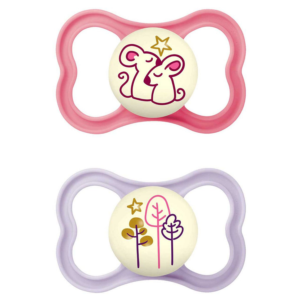 MAM Air Night Soother 16+M 2 Pack - Pink