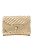 Jimmy Choo Curve clutch bag in metallic leather, imported from the UK