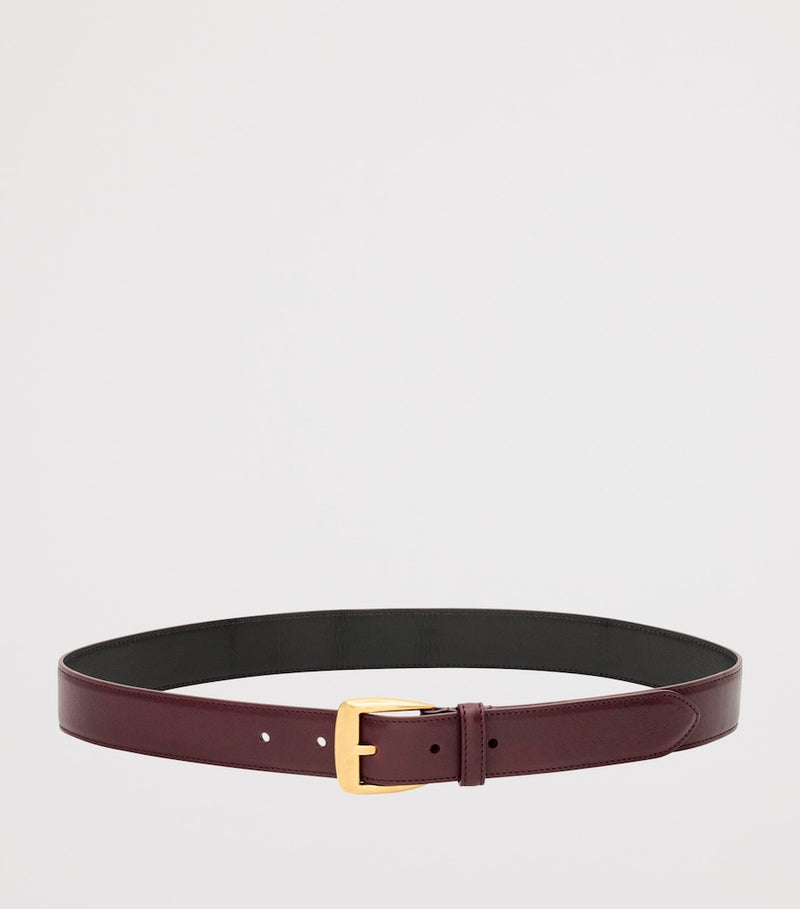Saint Laurent leather belt with gold trapezoid buckle - British product