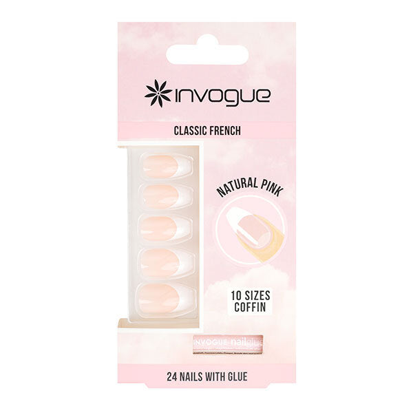 Invogue Pink French Coffin Nails - Pack of 24 GOODS Superdrug   