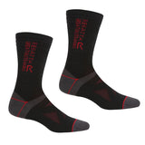 Regatta Adult Wool Hiking Boot Socks (Pack of 2) (6-8) GOODS Superdrug Black/Dark Red  