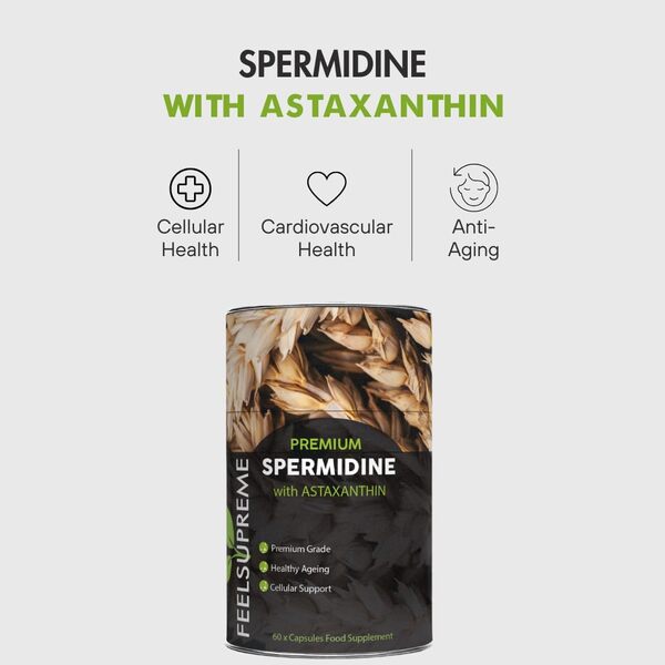 Feel Supreme spermidine with astaxanthin supplement 60 capsules - British product